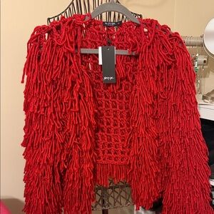 Nasty Gal Bold Red Textured Cardigan